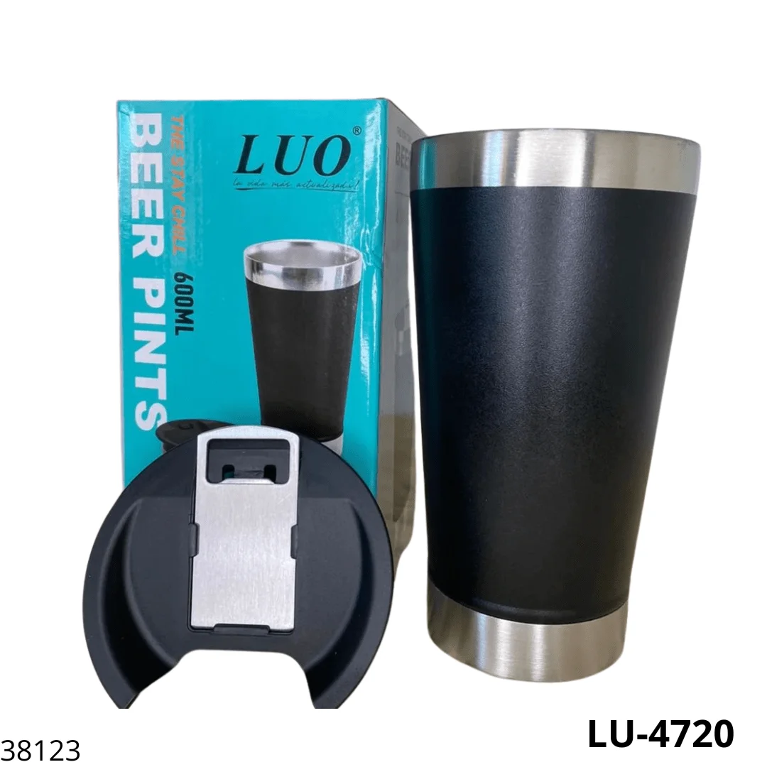 VASO TERMICO CERVECERO LUO CON ABRIDOR LU-4720 600ML GRIS