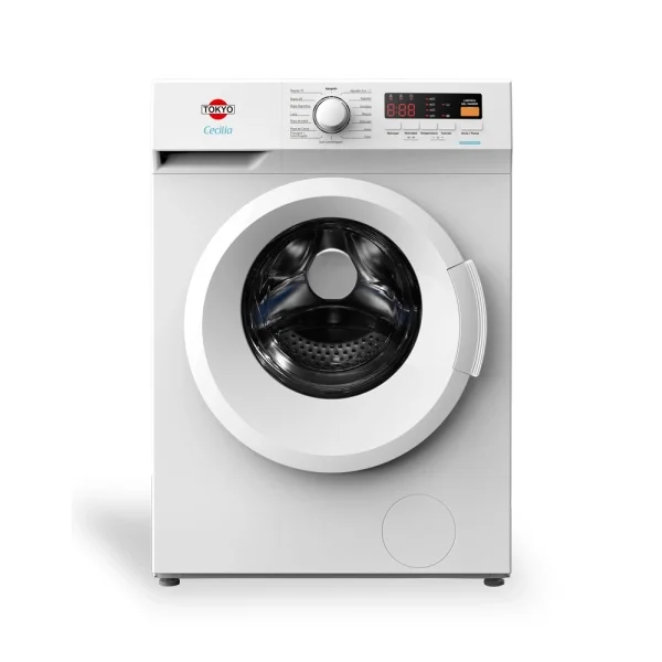 Lavarropas Tokyo Cecilia Inverter blanco de carga frontal con puerta circular y pantalla digital