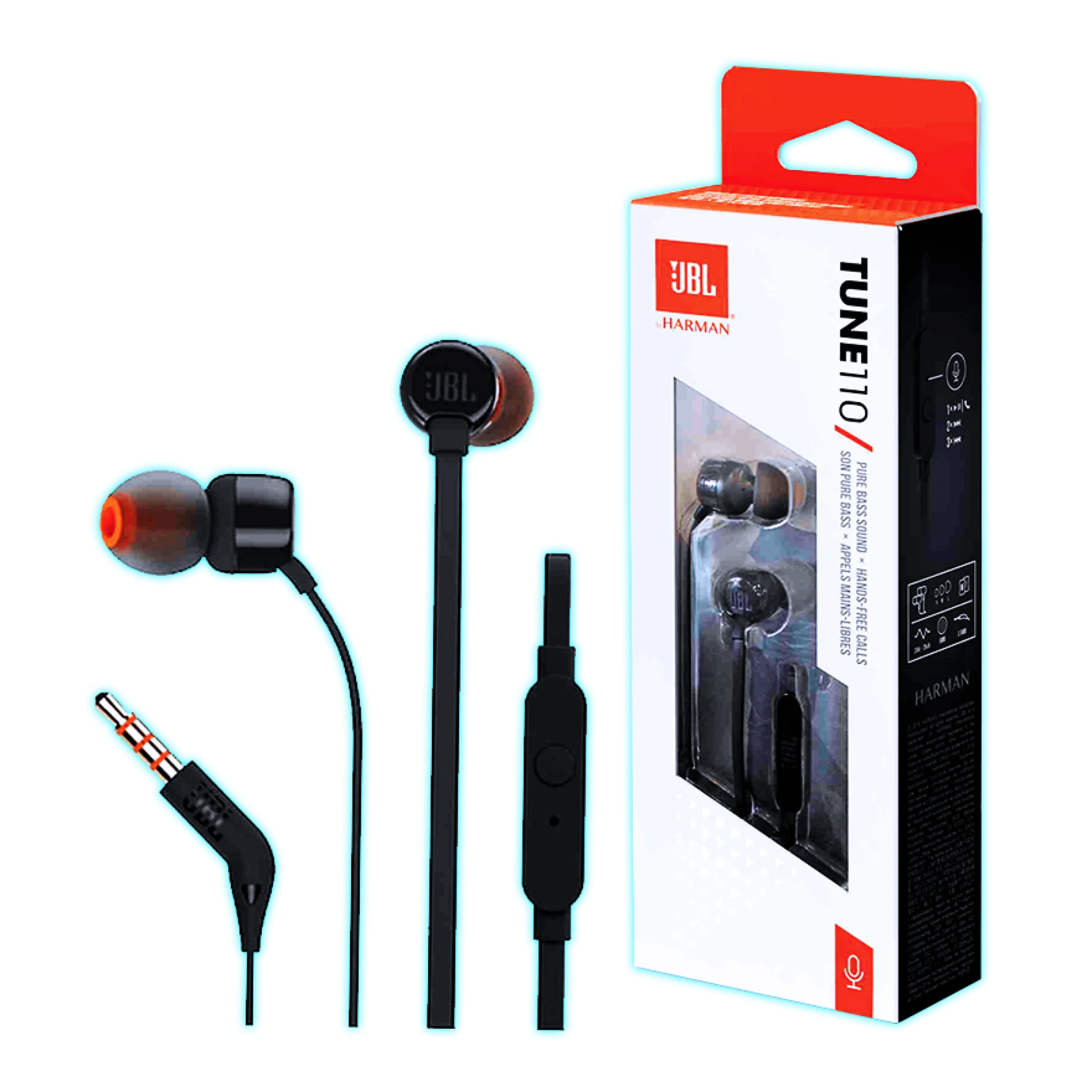 AURICULAR JBL T110 NEGRO (CON CABLE)