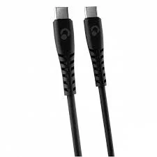 Cable negro de 1,5 m con conectores USB-C en ambos extremos y carcasas con zonas estriadas.