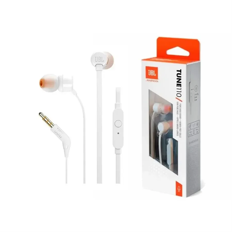 AURICULAR JBL T110 BLANCO (CON CABLE)
