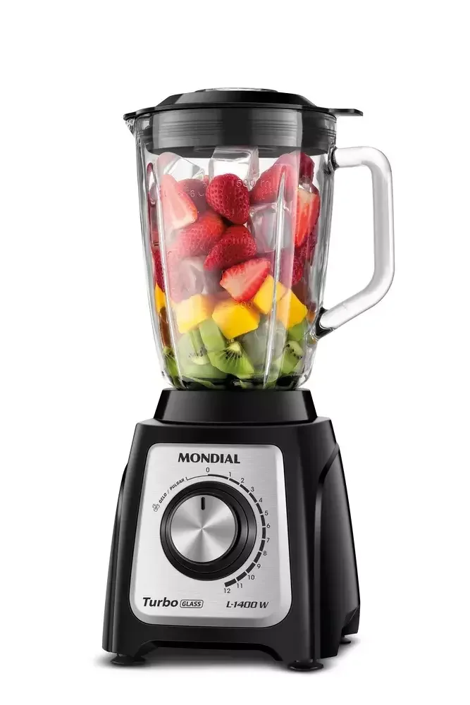 LICUADORA MONDIAL TURBO GLASS INOX NEGRO L14006I