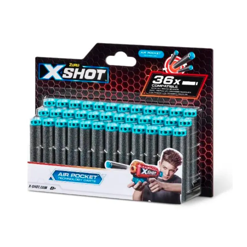 Recarga ZURU XSHOT Excel con 36 dardos de espuma Air Pocket Technology