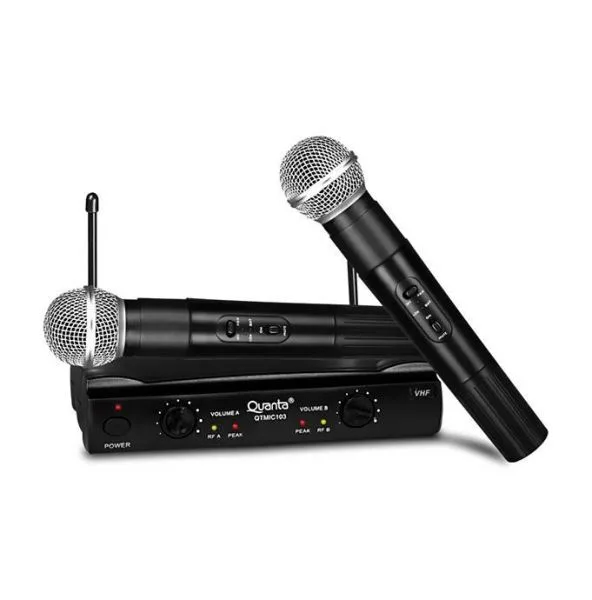 Sistema inalámbrico Quanta QTMIC103 profesional con 2 micrófonos