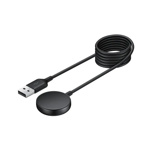 Cargador de base circular con cable USB-A, negro