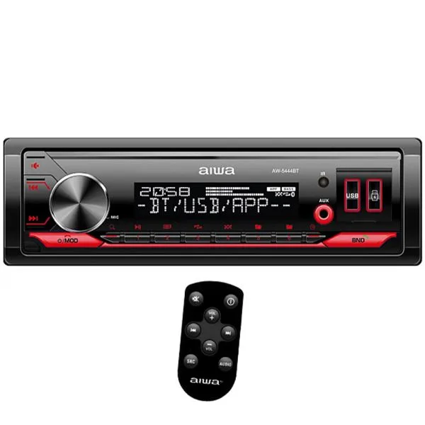 Autoestéreo Aiwa AW-5444BT negro con pantalla, puertos USB y AUX y control remoto