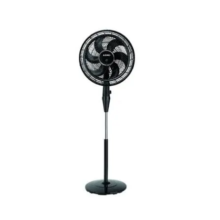Ventilador de pie ARNO negro con rejilla circular, columna telescópica y base redonda