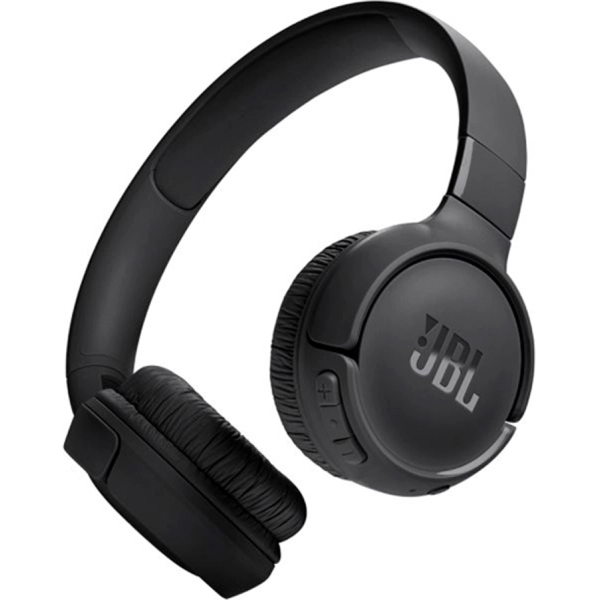 Auriculares JBL Tune 520BT negros con diadema ajustable, almohadillas acolchadas y controles en una copa.