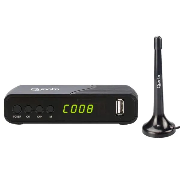 Combo de conversor de TV digital HD Quanta con antena HDTV y control remoto