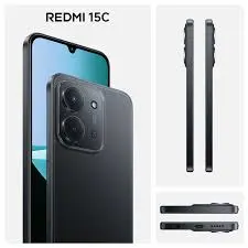 Xiaomi Redmi 15C negro de frente y de atrás, con pantalla con muesca superior y módulo rectangular de cámaras. - Vista 5