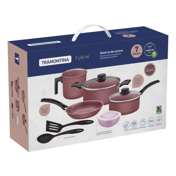 Batería de cocina Tramontina Turim rosa de 7 piezas - Vista 2