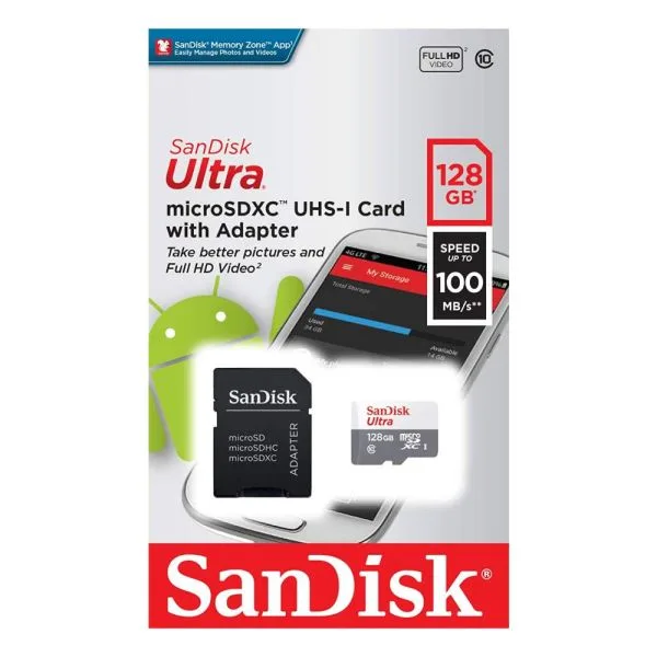 Tarjeta SanDisk Ultra microSDXC UHS-I 128 GB con adaptador SD