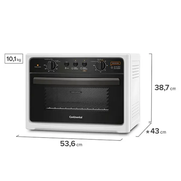 Horno eléctrico de mesa Continental BC44B 44 L blanco - Vista 3