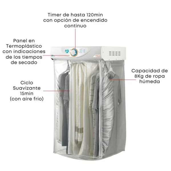 Secarropas colgante TOKYO blanco con panel superior, perilla y divisiones textiles verticales turquesa, violetas y verdes. - Vista 2
