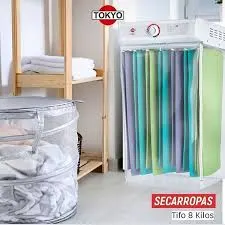 Secarropas colgante TOKYO blanco con panel superior, perilla y divisiones textiles verticales turquesa, violetas y verdes. - Vista 4