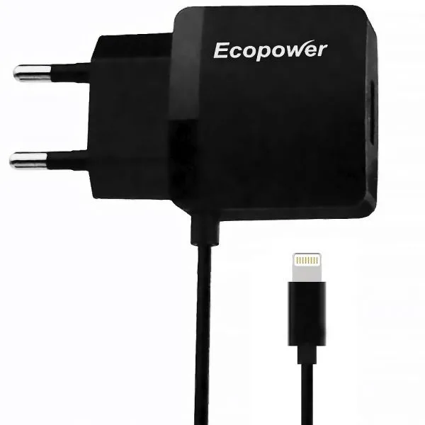 Cargador Ecopower EP-7052 para Lightning con cable integrado y puerto USB