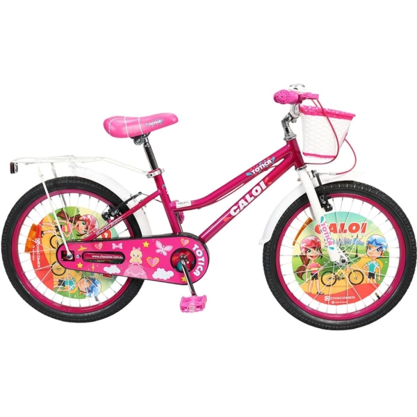 Bicicleta infantil Caloi New Totica aro 12 fucsia con canasta y portaequipajes trasero