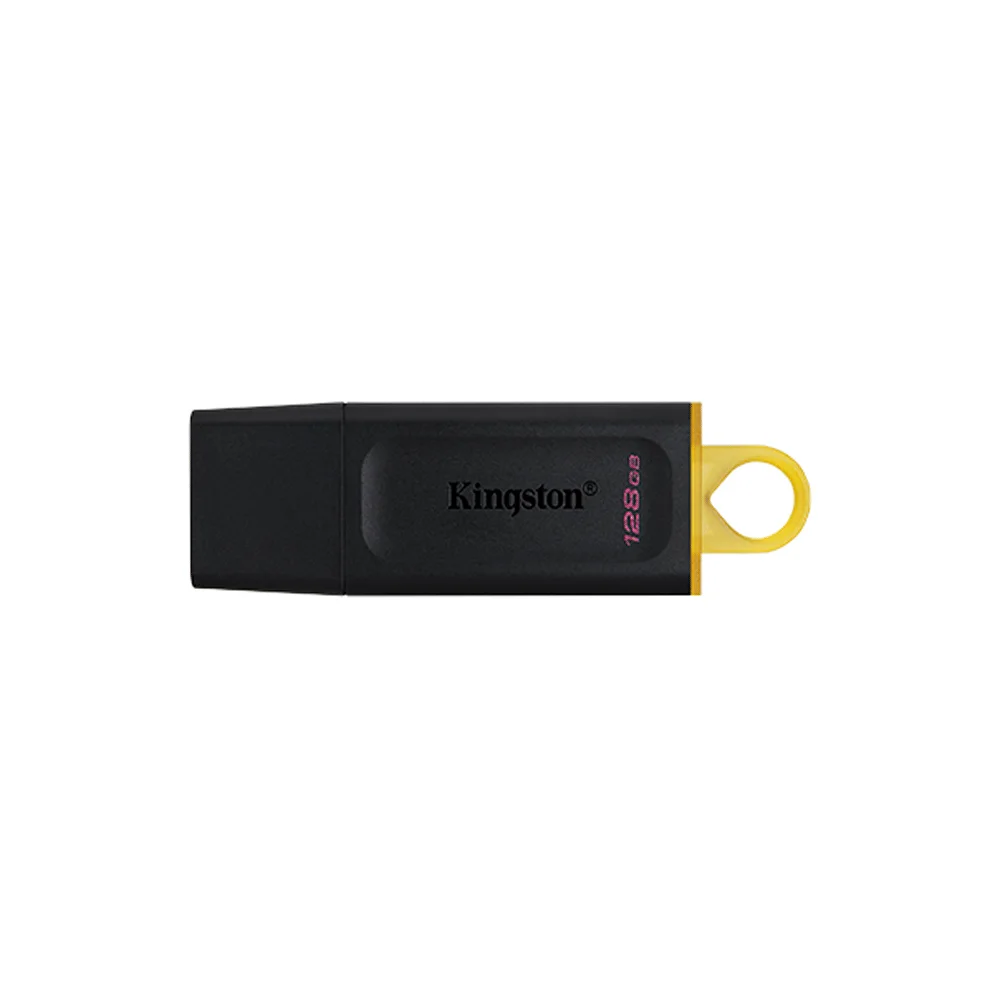 Pendrive Kingston DataTraveler Exodia negro de 128 GB con capuchón de color y presilla.