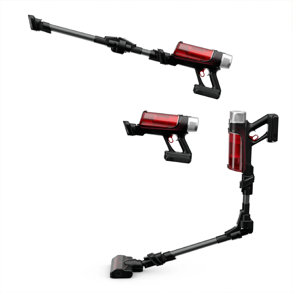 Aspiradora vertical Arno X-Force Flex 9.60 negra y roja, con depósito transparente, tubo articulado y accesorios. - Vista 2