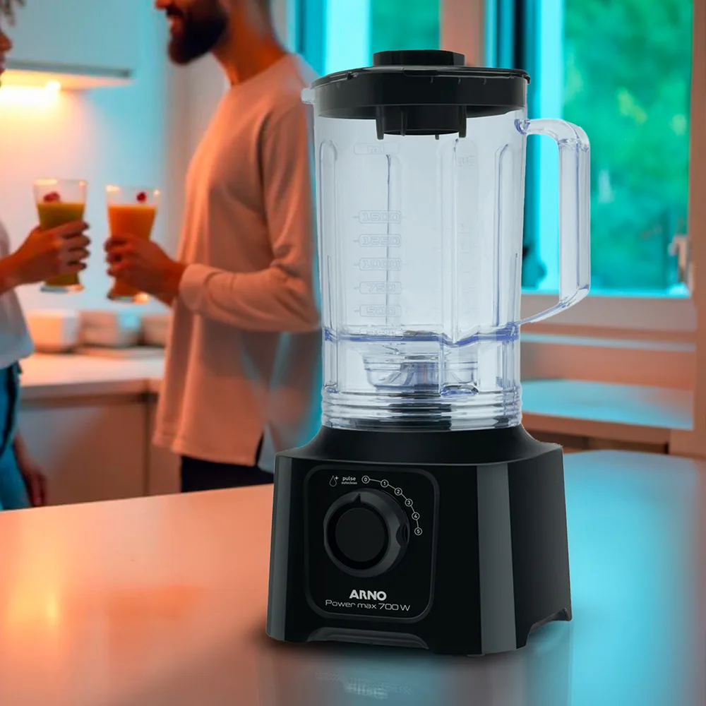 Licuadora ARNO Power Max 700 W negra con jarra transparente, selector giratorio y niveles del 1 al 5 más función Pulse. - Vista 3