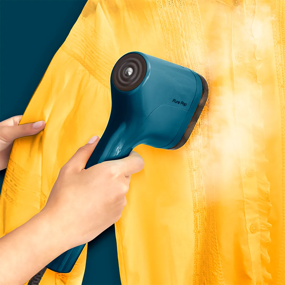 Vaporizador de ropa Arno Pure Pop azul petróleo, con cabezal de vapor, depósito translúcido integrado y cable. - Vista 3