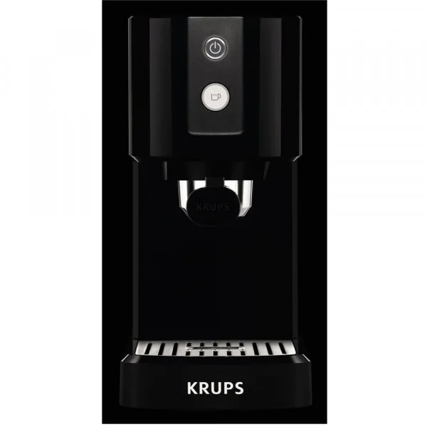 Cafetera espresso Krups Calvi negra con depósito translúcido lateral, portafiltro y bandeja metálica perforada. - Vista 2