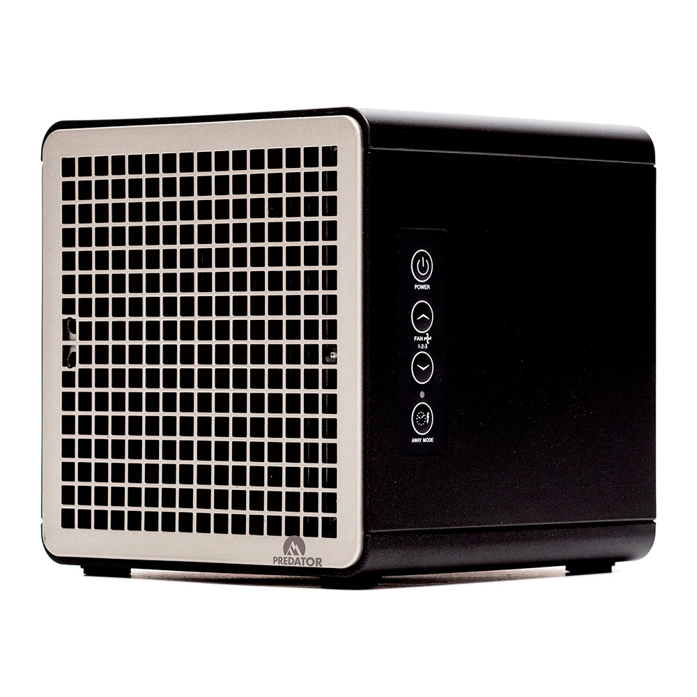 Purificador Predator S140UV negro con rejilla frontal plateada y controles laterales de encendido, ventilador y modo Away.