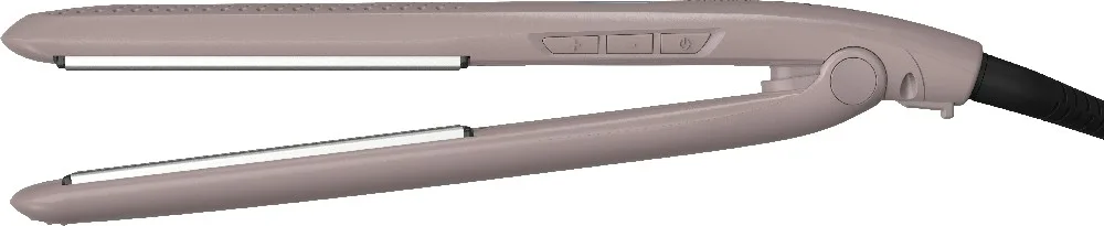 Alisador Remington Wet2Straight abierto, rosa grisáceo, con pantalla digital, controles, perforaciones y cable negro. - Vista 2