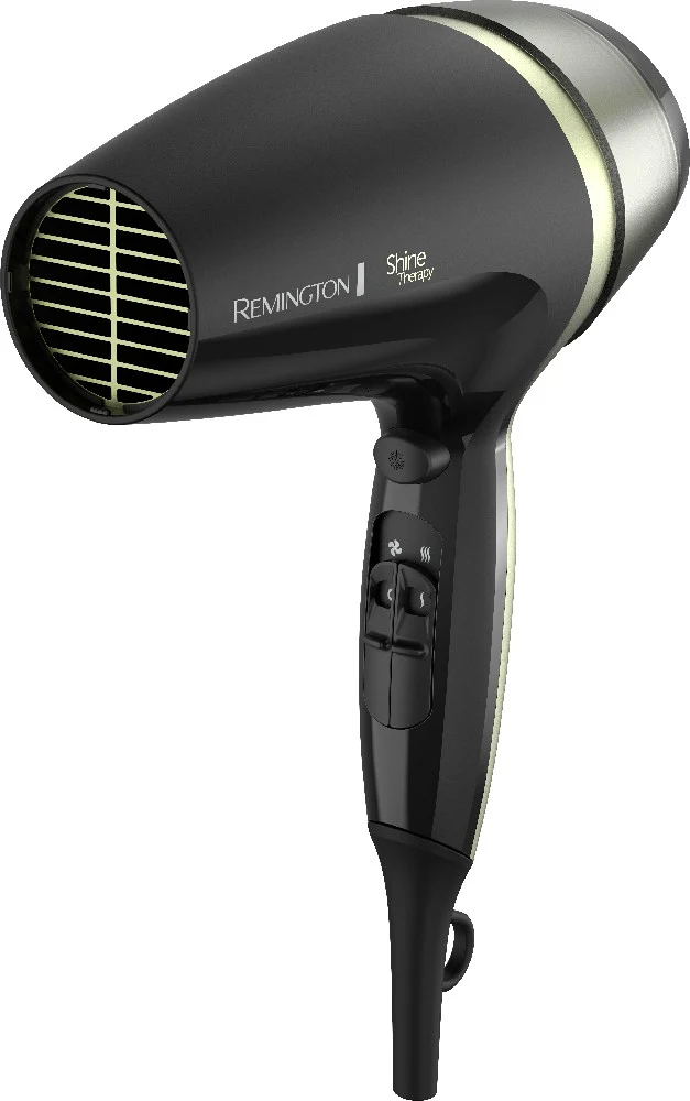 Secador Remington D13A negro con detalles verde claro, concentrador estrecho, controles y cable de alimentación. - Vista 3