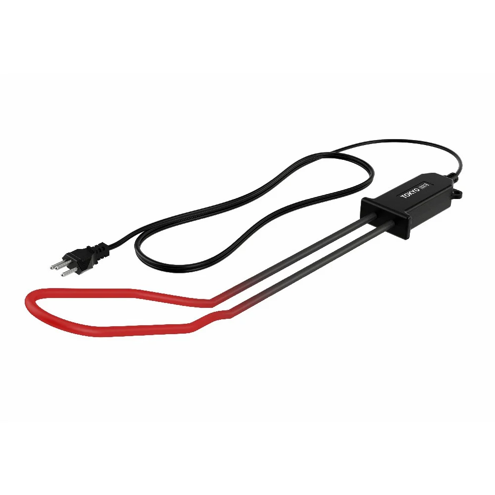 Encendedor eléctrico TOKYO para carbón con resistencia metálica en forma de lazo, carcasa negra y cable con enchufe de dos patas.