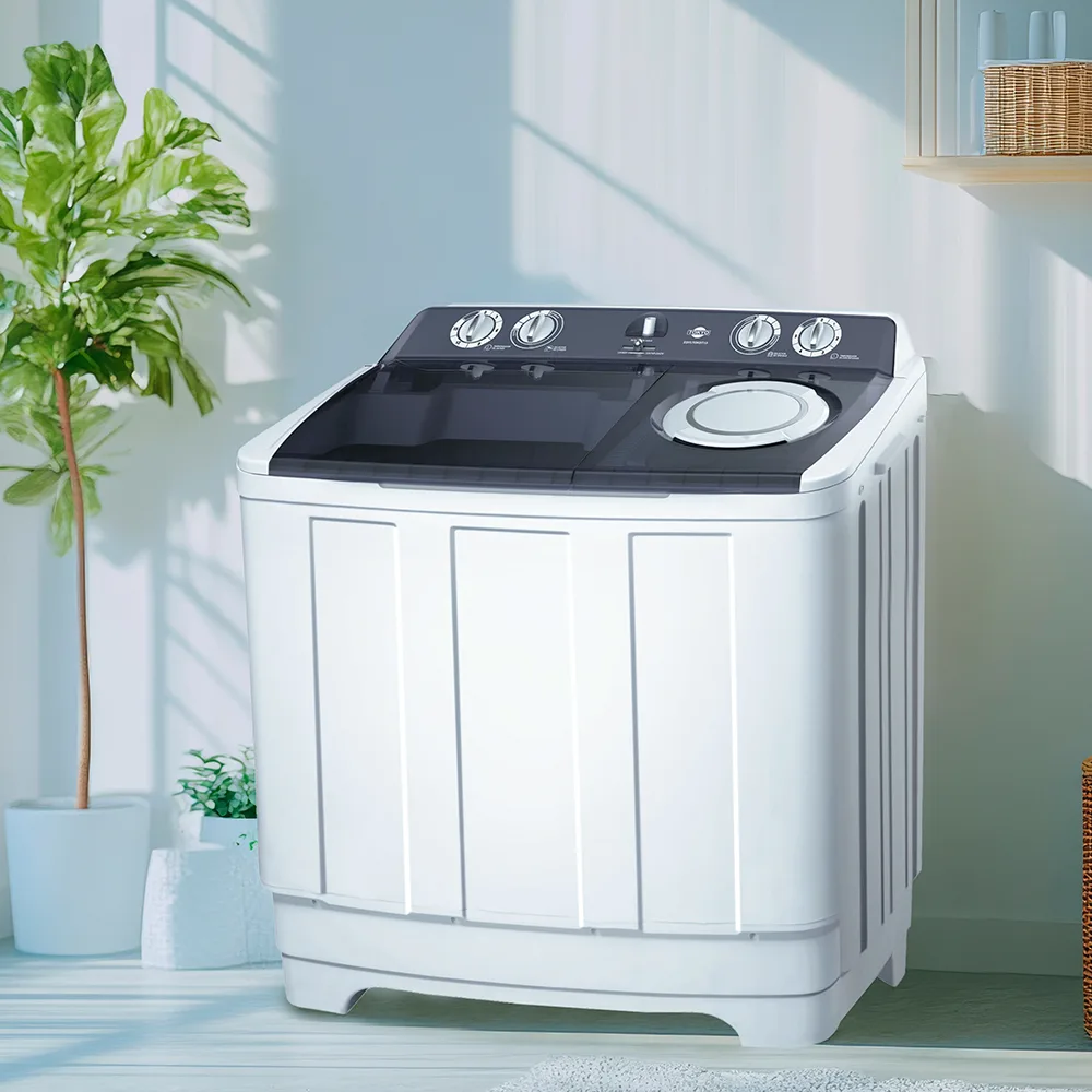 Lavarropas semiautomático Tokyo Facilita Duo blanco de carga superior, con dos tanques separados y panel oscuro. - Vista 2