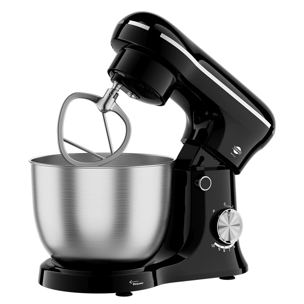 Batidora planetaria Tokyo MaxForce negra con cabezal abatible, bowl metálico y selector frontal graduado. - Vista 2