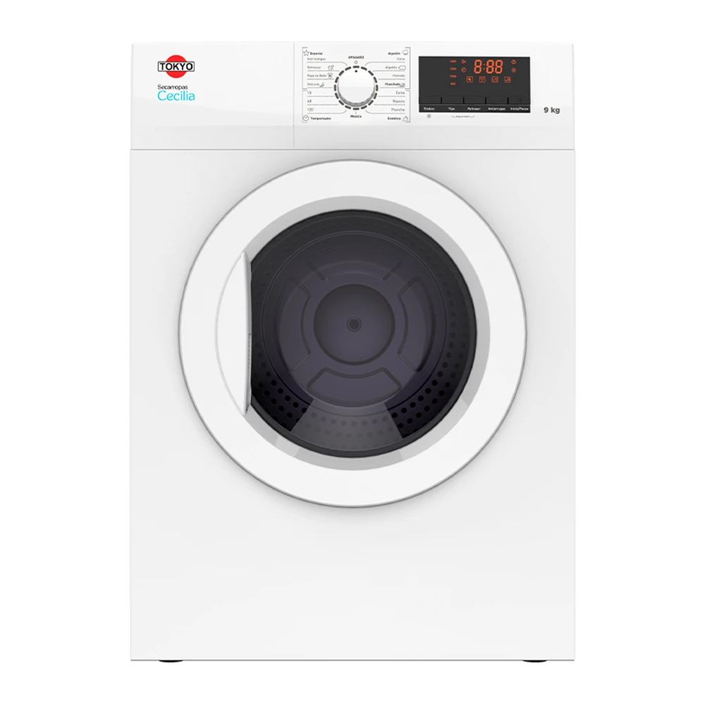 Secarropas Tokyo Cecilia blanco de 9 kg con puerta circular, selector de programas y display LED