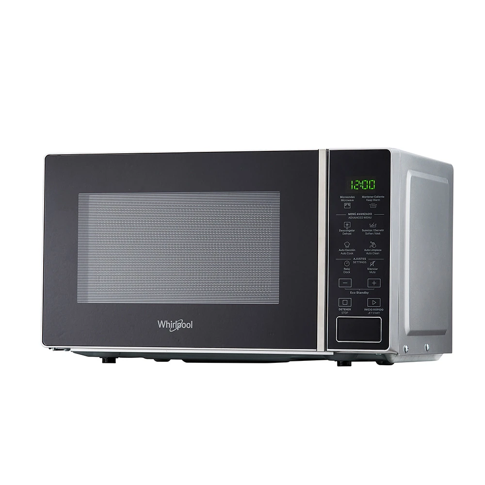 Microondas Whirlpool Silver de 20 L, con puerta de vidrio oscuro, panel digital táctil y plato giratorio de vidrio. - Vista 2