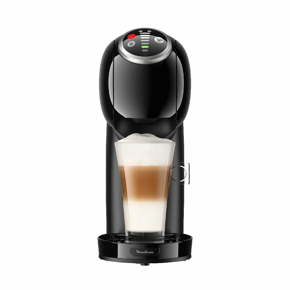 Cafetera de cápsulas Moulinex Dolce Gusto Genio S Plus negra, con depósito de agua transparente, controles superiores y bandeja de goteo metálica. - Vista 2