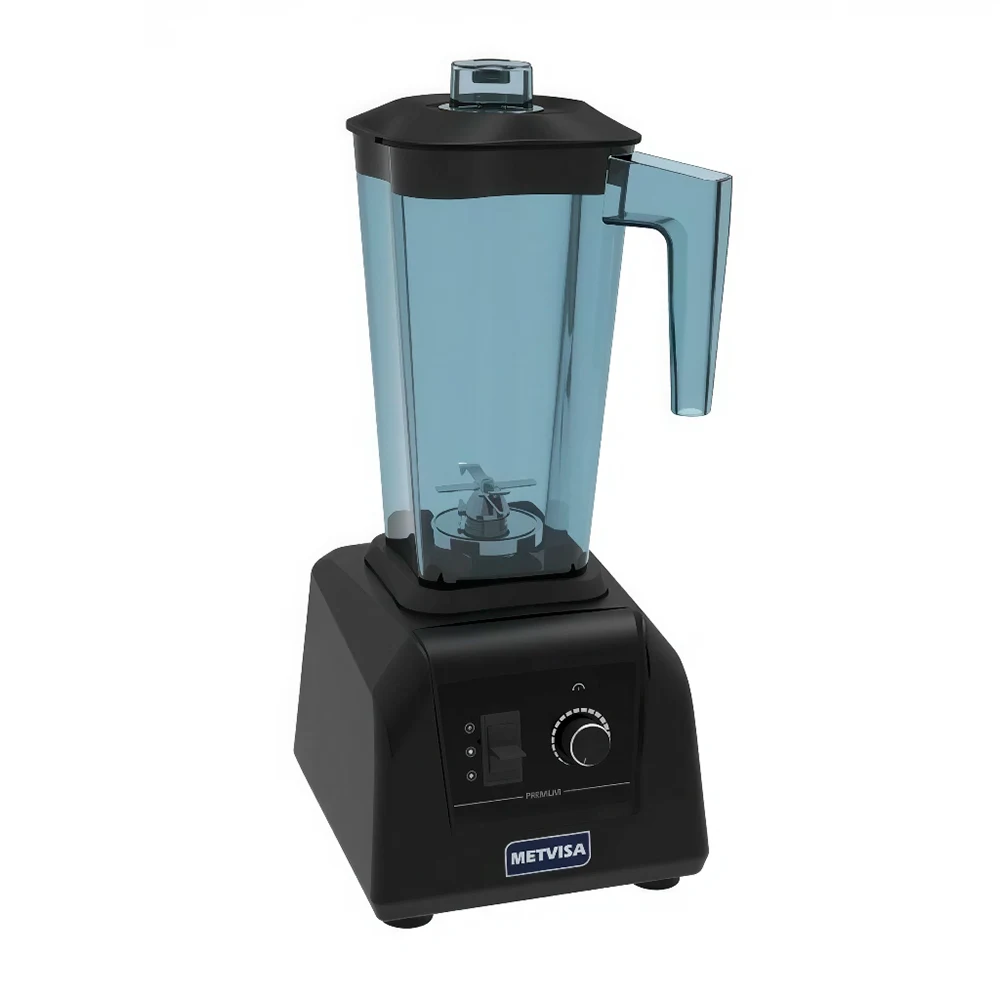 Licuadora comercial METVISA negra con vaso translúcido de 2,8 L, tapa y selector frontal. - Vista 2